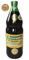 Zeige Details für 1,0 lt - Steirisches Kürbiskernöl in der Standardflasche Bild von 1,0 lt - Steirisches Kürbiskernöl in der Standardflasche